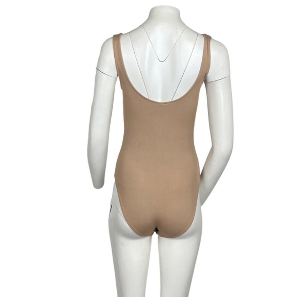 H&M Tan Ribbed Square Neck Bodysuit Small - Picture 4 of 6